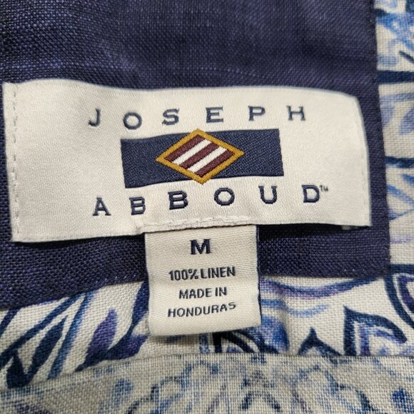 Joseph Abboud Linen Shirt Mens Medium Button Up Long Sleeve Paisely Print - Picture 4 of 14